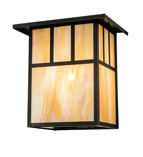 Every Meyda Tiffany item is a unique handcrafted work of art. Natural variations in the wide array of materials that we use to create each Meyda product make every item a masterpiece of its own. Photographs are a general representation of the product. Colors and designs will vary. Collection: Hyde Park Finish: Craftsman Brown Glass: Beige Iridescent Glass Width: 12.00" Height: 12.50" Length: 9.00" Weight: 5.50 lb Extension from Wall: 9.00" Number of Bulbs: 1 Maximum Wattage: 60.00 W Bulb Type: A19 Bulb Base: E26 Material: Brass Country of Origin: USA Safety Rating: Wet - alternate view