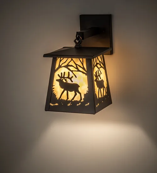 7" Wide Elk at Dawn Hanging Wall Sconce