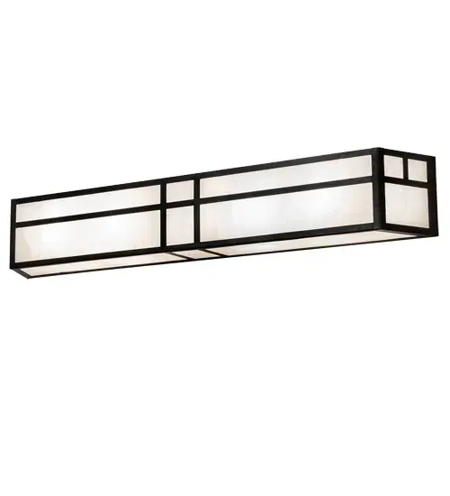 Custom made from Solid Brass for both interior and outdoor lighting applications. A stunning Craftsman design statement is emphatically presented with a striking Mission straight line design. Highlighted with White Art Glass and a frame and hardware finished in Craftsman Brown. Ideal for illuminating hallways as a handsome wall sconce or a striking vanity light in a fine bath. Manufactured domestically in our 180;000 sq ft production facility in Yorkville; NY. Customize diffuser styles; functions; artwork patterns; fixture sizes and metal finishes to your taste. UL and cUL listed for dry; damp and wet locations. - alternate view