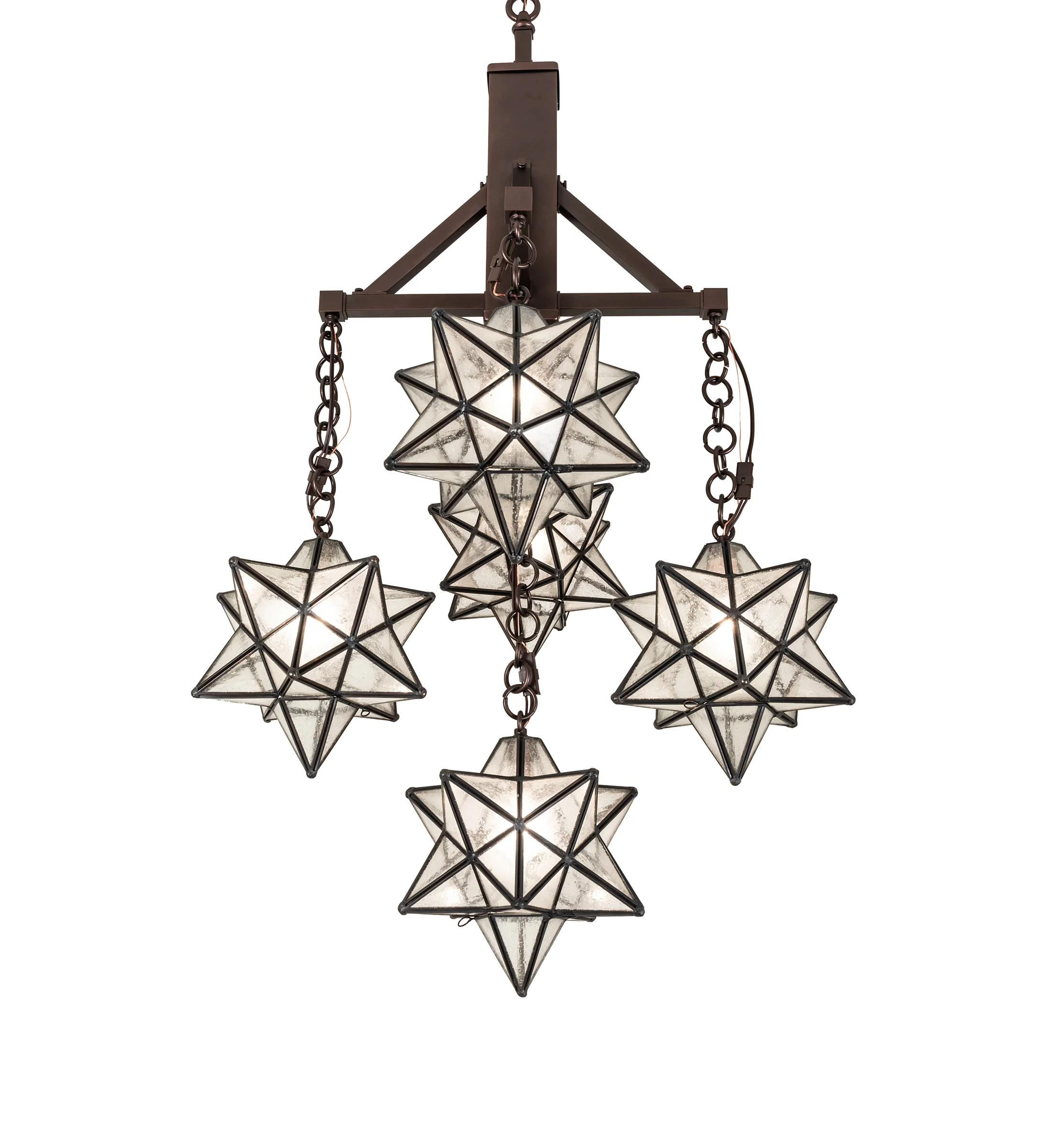 Moravian Star Five Light Chandelier in Mahogany Bronze
