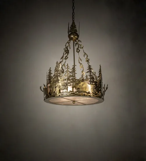 26" Wide Moose at Dusk Inverted Pendant