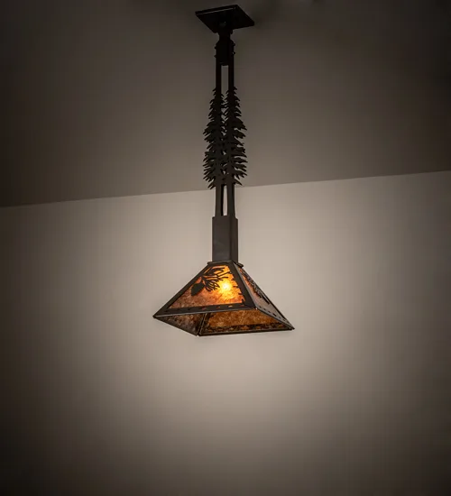 12" Square Winter Pine Tall Pines Pendant