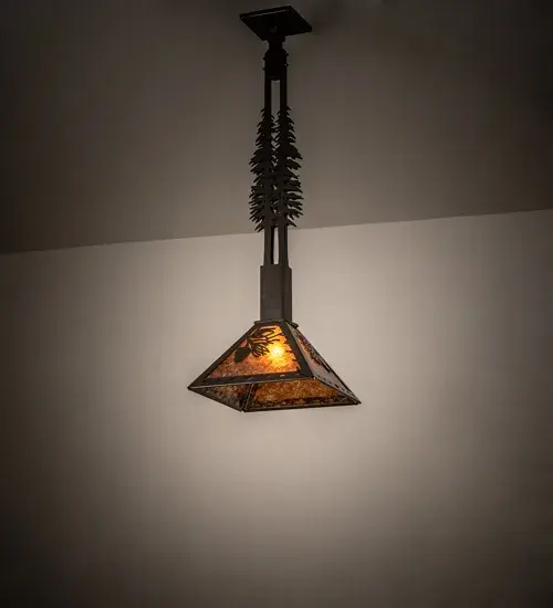 12" Square Winter Pine Tall Pines Pendant - Image 1