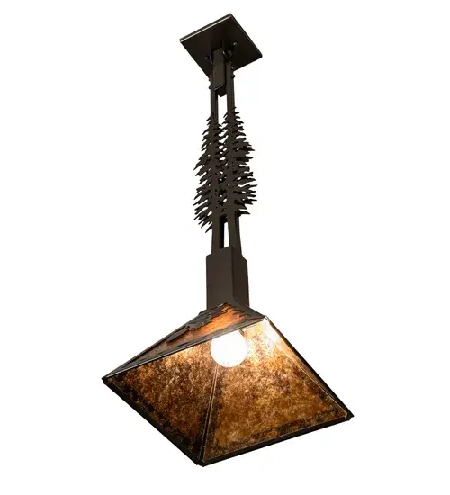 12" Square Winter Pine Tall Pines Pendant - Image 6