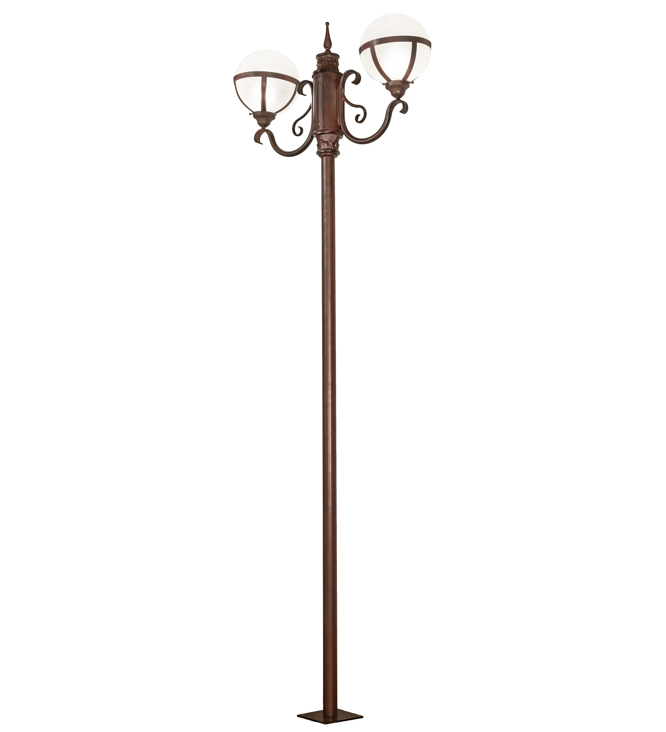 Bola Two Light Street Lamp in Rustic Nail