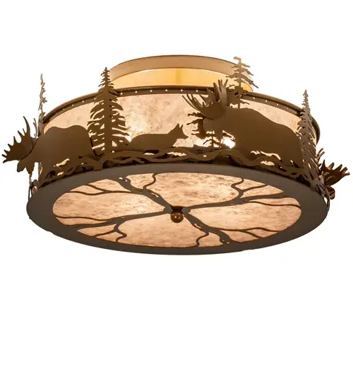 24" Wide Moose & Fox Flushmount - Image 2