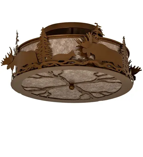 24" Wide Moose & Fox Flushmount - Image 3