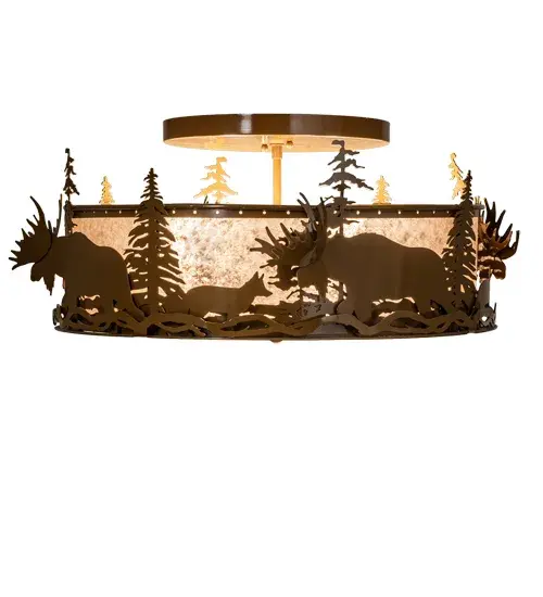 24" Wide Moose & Fox Flushmount - Image 5