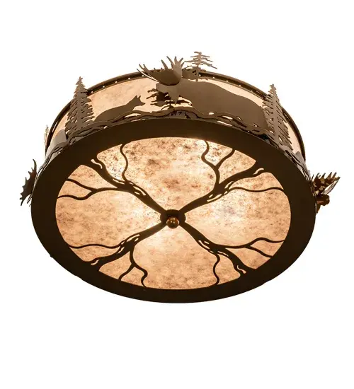 24" Wide Moose & Fox Flushmount - Image 6