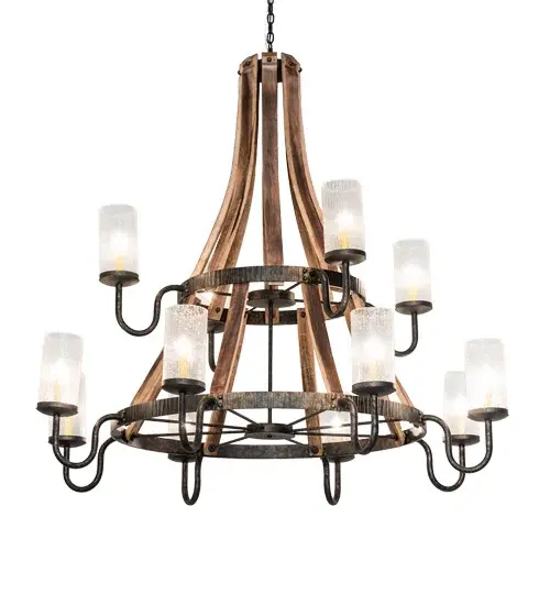 61" Wide Barrel Stave 12 Light Chandelier - Image 2