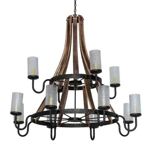 61" Wide Barrel Stave 12 Light Chandelier - Image 3