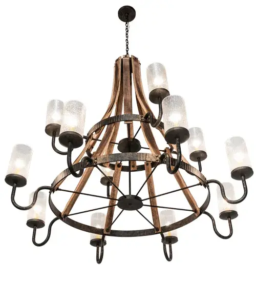 61" Wide Barrel Stave 12 Light Chandelier - Image 5