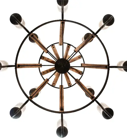 61" Wide Barrel Stave 12 Light Chandelier - Image 6