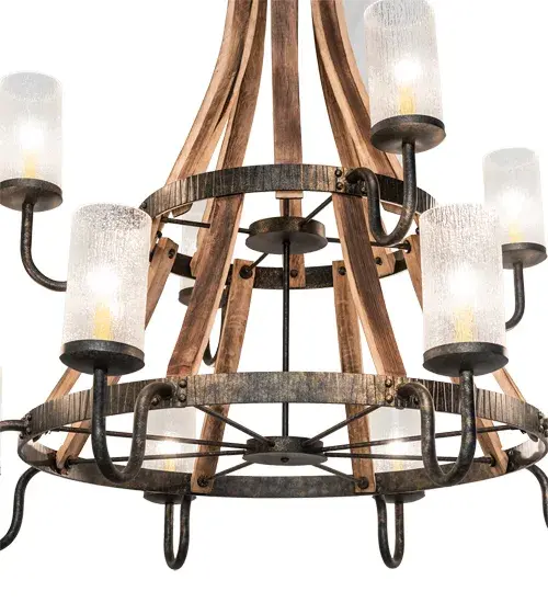 61" Wide Barrel Stave 12 Light Chandelier - Image 7