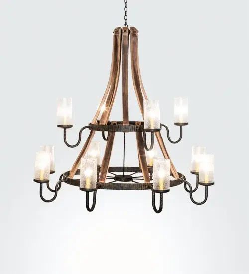 61" Wide Barrel Stave 12 Light Chandelier - Image 9