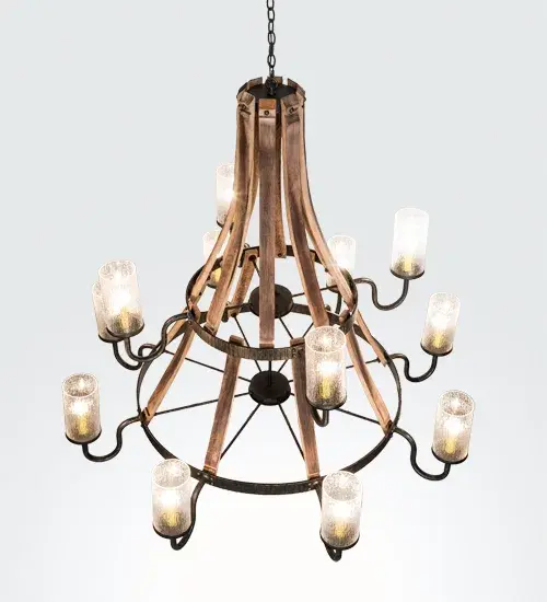 61" Wide Barrel Stave 12 Light Chandelier - Image 10