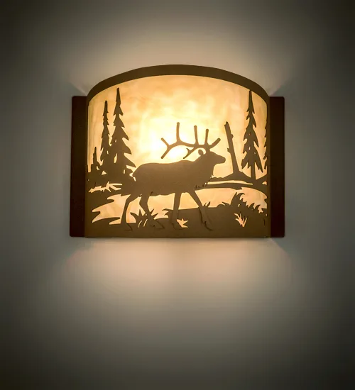 12" Wide Elk at Lake Wall Sconce