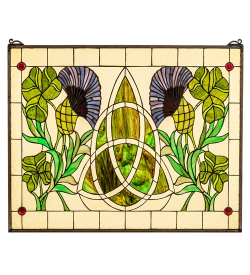 30" Wide X 24" High Trinity Knot Stained Glass Window