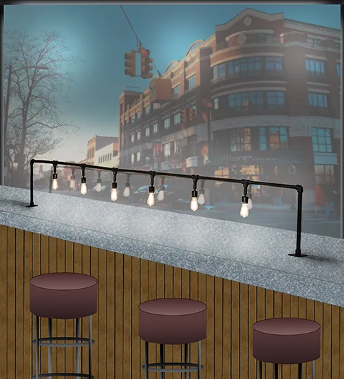 158" Long PipeDream 6 Light Bar Top Lamp