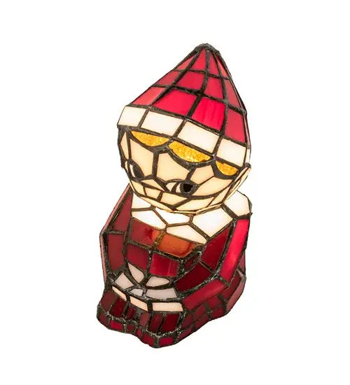 Warm your heart and imagine Santa's Helper on your shelf or over the mantle. A charming Tiffany styled sculpture; Santa's Helper comes to light as a colorful mini lamp. The Elf is adorned in an exquisite outfit featured in Red art glass with White glass trim. Facial features include Blue glass eyes and other complementary attributes. Handcrafted of individual pieces of stained glass using the famous Meyda Tiffany copperfoil construction process. UL and cUL listed for dry locations. The Elf Mini Lamp is included in our American designed; handcrafted Stained Glass Lighting Collection. UL & cUL listed for dry locations. Each lighted sculpture is a unique work of art with color variations based on natural ingredients inherent in the glass. - alternate view