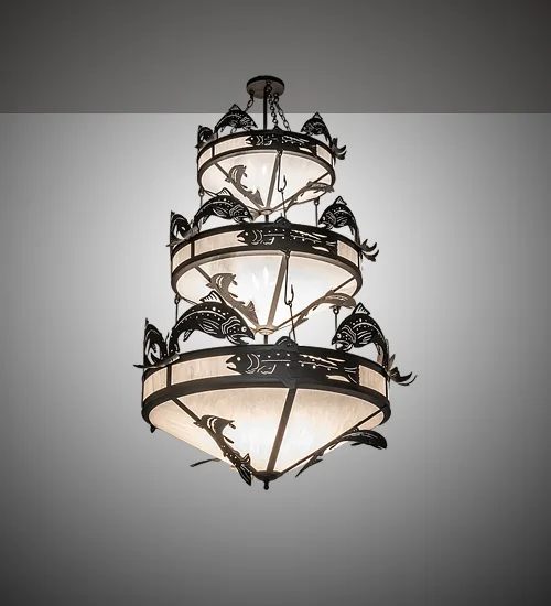 58" Wide Catch of the Day Trout Three Tier Chandelier