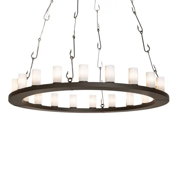 The striking Loxley Angler Chandelier is topped with 20 Whitestone Idlight elements that provide beautiful ambient illumination. This classic styled chandelier is enhanced with Oil Rubbed Bronze and Industrial Steel finishes. The large fixture is ideal for illuminating lobbies; entryways and other spaces in residential; hospitality; and commercial settings. The overall height ranges from 18 to 84 inches as the length of the unique nautical inspired Fish Hook chain can be easily adjusted in the field. The Loxley Angler Chandelier is featured in our American made; American designed handcrafted Traditional Nautical Lighting Collection. Manufactured in Yorkville; New York. UL and cUL listed for dry and damp locations.