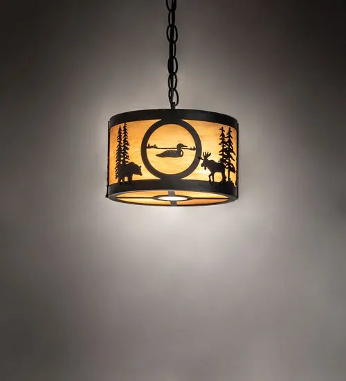 10" Wide Wildlife at Pine Lake Pendant