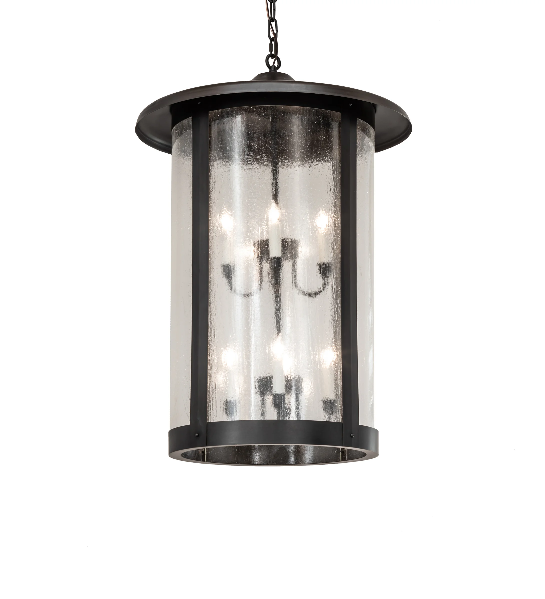 Fulton Eight Light Pendant in Craftsman Brown On Brass