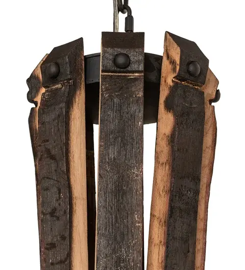 36" Wide Barrel Stave Madera 8 Light W/Downlight Chandelier - Image 6