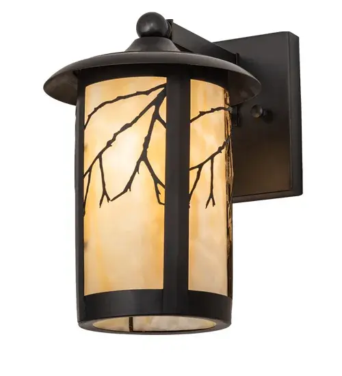 Delicately etched of Solid Brass; silhouetted tree branches appear like a mid-winter shadow from a crisp full moon and mesmerize with a striking look inspired by Mother Nature. This indoor/outdoor wall sconce is adorned with a Beige Art Glass shade; which is enhanced with a frame; decorative accents; and hardware featured in a Craftsman Brown finish. Align the sconce in multiples in a corridor or on a building facade to make a dramatic design statement in timber frame homes; rustic venues; and other spaces from Traverse City; Michigan; to Lake Tahoe; Nevada; to Lake Geneva; Wisconsin. The Fulton Branches Pendant is included in our American-made; American-designed; handcrafted Craftsman Signature Series and manufactured in Yorkville; New York. UL and cUL listed for dry; damp; and wet locations. Our Build Your Own Craftsman Signature Series features unlimited combinations of styles; functions; sizes; and finishes. Options include lanterns; pier and post mounts; and deck lights crafted of marine-grade materials like brass and copper with timeless living finishes offered to endure harsh climates. - alternate view