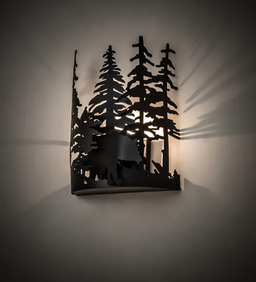 11" Wide Bear Through the Trees Wall Sconce