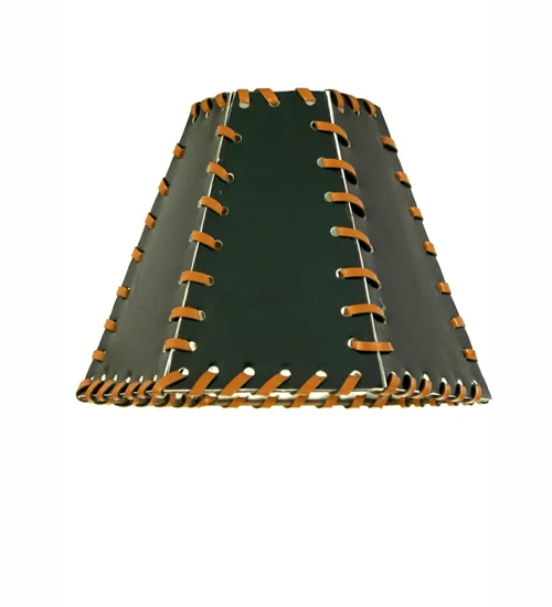 7" Wide Faux Leather Green Hexagon Shade