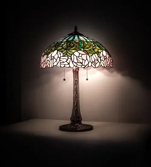 22" High Tiffany Cabbage Rose Table Lamp - Image 1