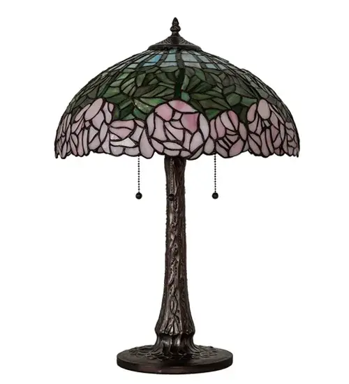 22" High Tiffany Cabbage Rose Table Lamp - Image 3