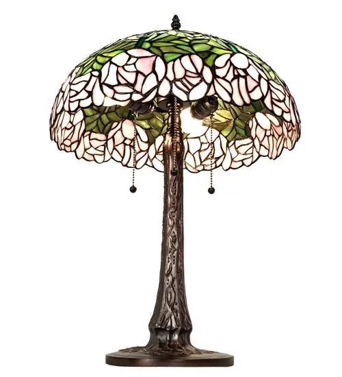 22" High Tiffany Cabbage Rose Table Lamp - Image 5