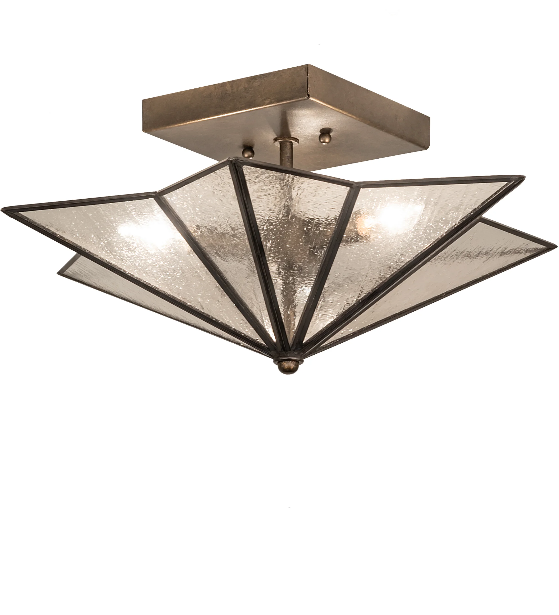 Star Two Light Semi-Flushmount in Hand Rubbed Iron