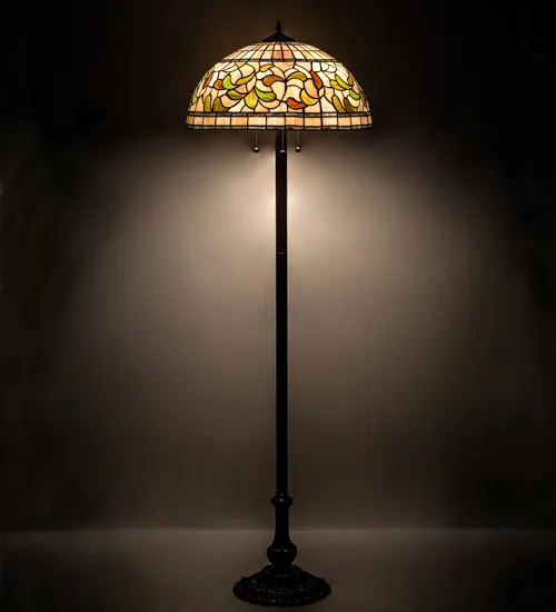 62" High Tiffany Turning Leaf Floor Lamp