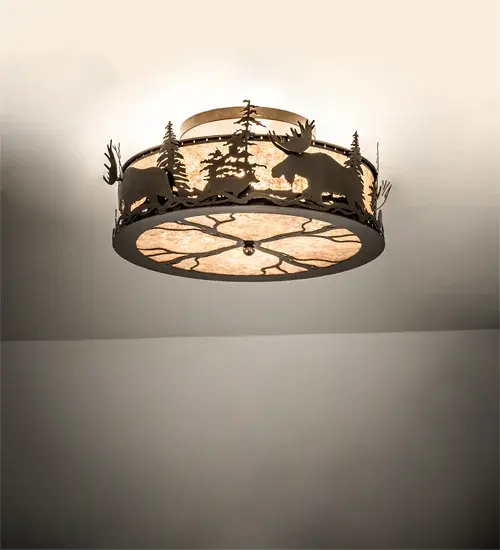 24" Wide Moose & Fox Flushmount - Image 1