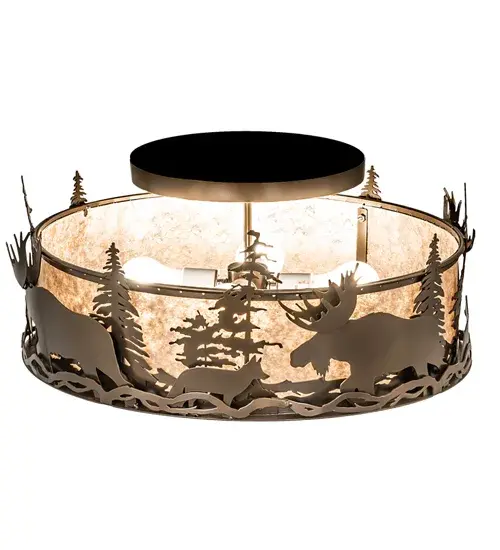 24" Wide Moose & Fox Flushmount - Image 4