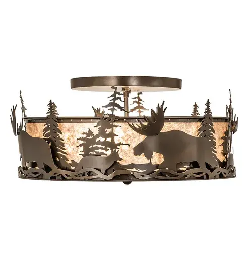 24" Wide Moose & Fox Flushmount - Image 5