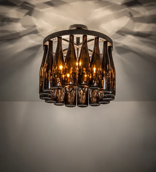 19" Wide Tuscan Vineyard 16 Wine Bottle Chandelier