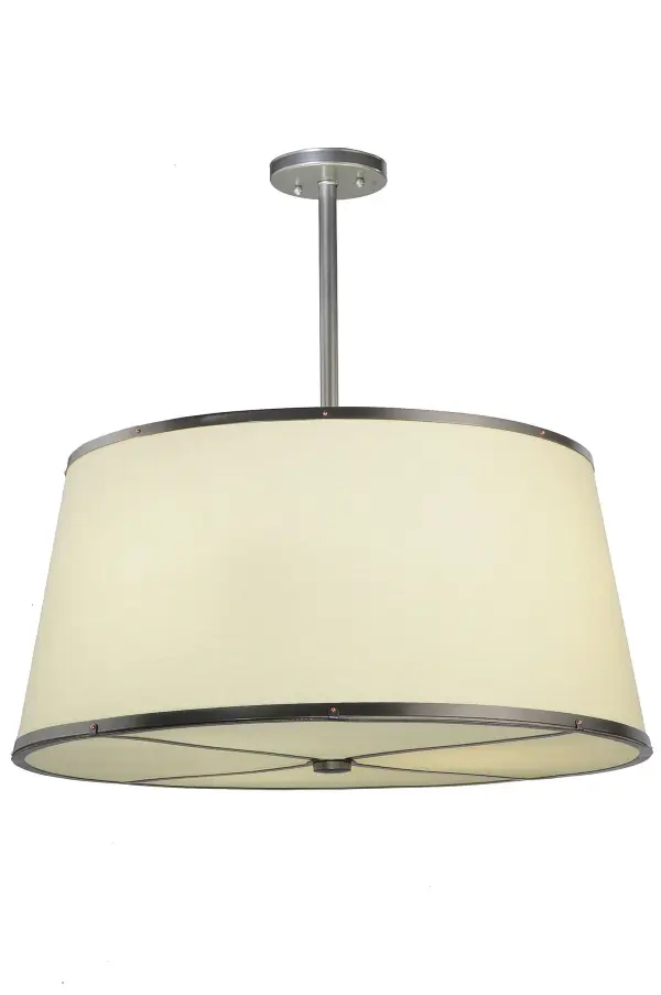 Designed with a curved profile and a clean architectural look; this appealing and versatile ceiling fixture defines a sophisticated aesthetic. This distinctive pendant will add character to any room with distinctive Cream Textrene shade; which is enhanced with a Statuario Idalight bottom diffuser. The hardware is featured in a powder coated Nickel finish. Handcrafted by highly skilled artisans in our manufacturing facility in Yorkville; New York; this transitional styled pendant is available in a wide range of custom choices including various designs; colors; sizes and dimmable energy efficient lamping options such as LED. This fixture is UL and cUL listed for damp and dry locations.
