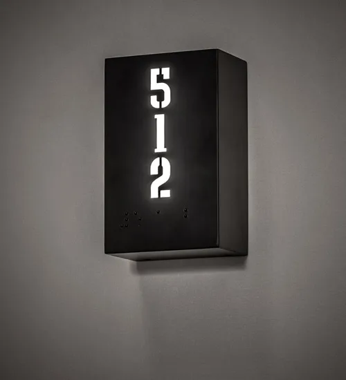 5" Wide Hotel Corridor Room Number & Braille Wall Sconce