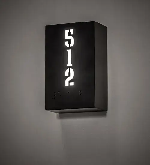 5" Wide Hotel Corridor Room Number & Braille Wall Sconce - Image 1