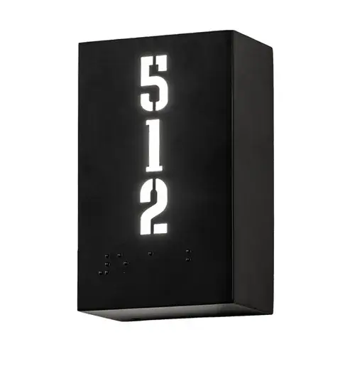 5" Wide Hotel Corridor Room Number & Braille Wall Sconce - Image 2