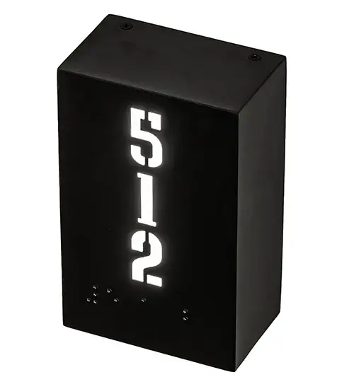 5" Wide Hotel Corridor Room Number & Braille Wall Sconce - Image 4