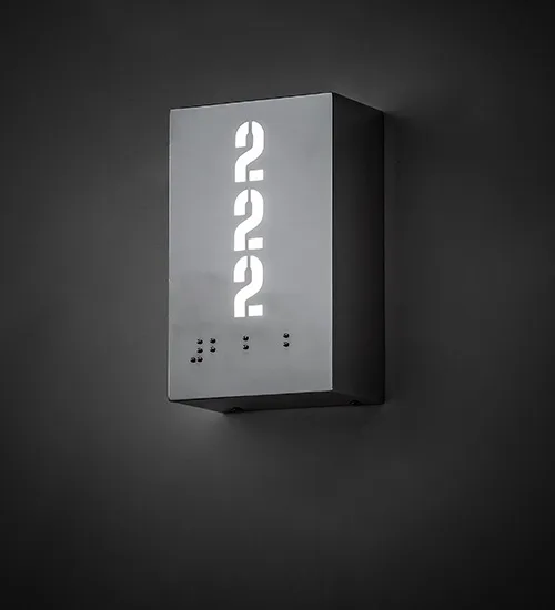 5" Wide Hotel Corridor Room Number & Braille Wall Sconce