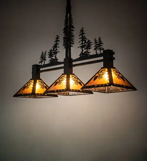 45" Long Winter Pine Tall Pines 3 Light Island Pendant - Image 1