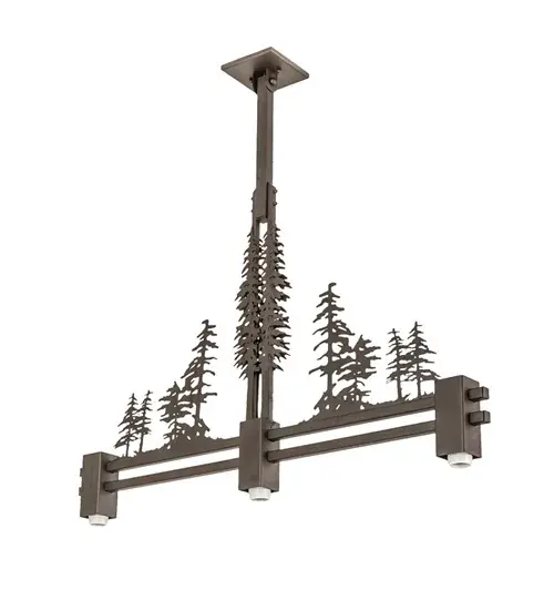 45" Long Winter Pine Tall Pines 3 Light Island Pendant - Image 11