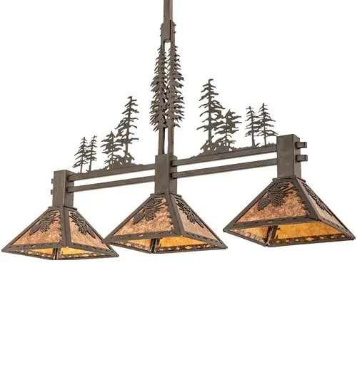 45" Long Winter Pine Tall Pines 3 Light Island Pendant - Image 3